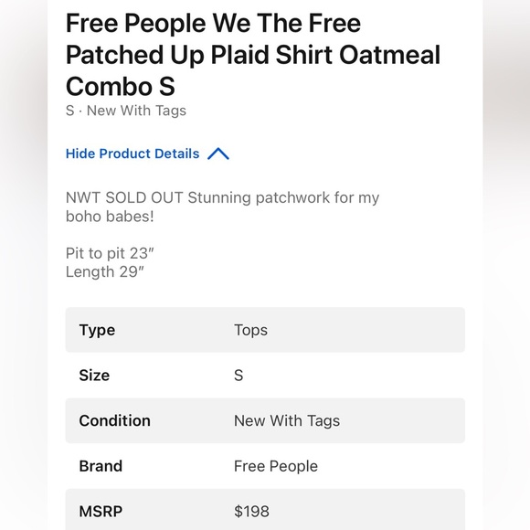 Free People PATCHED UP PLAID Shirt S - Picture 5 of 11